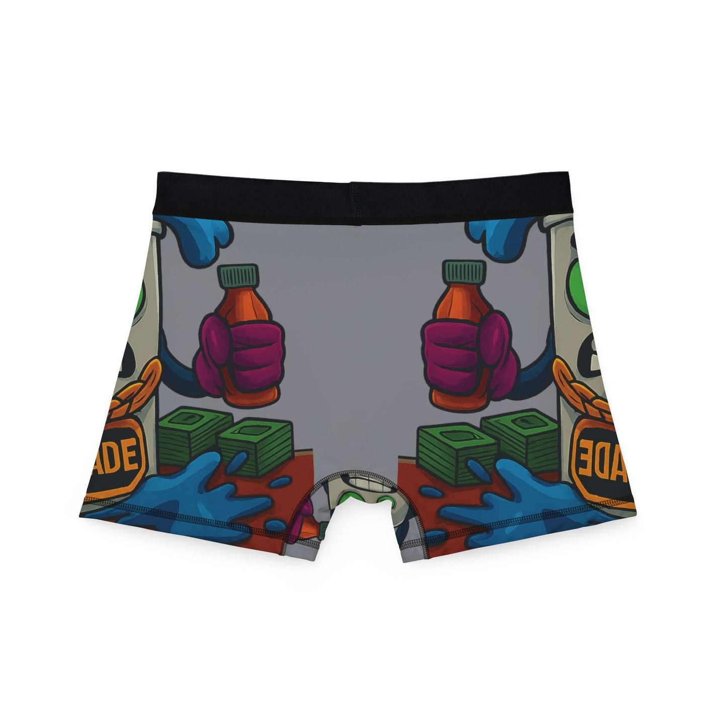Hip-Hop Soda Character Boxer Briefs — Cartoon Money & Chain Men's Boxers