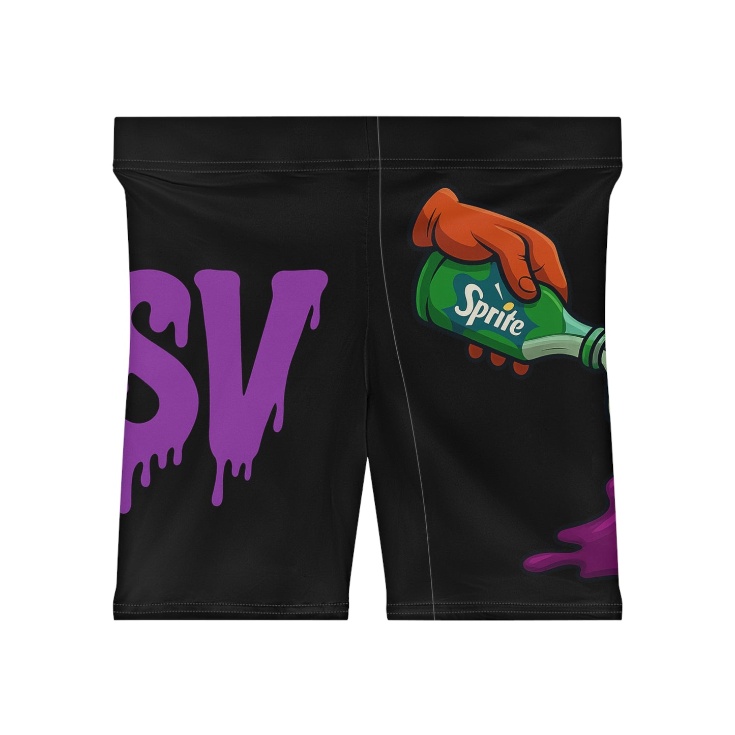 Women's Biker Shorts - Purple Drip Sprite Pour Graphic