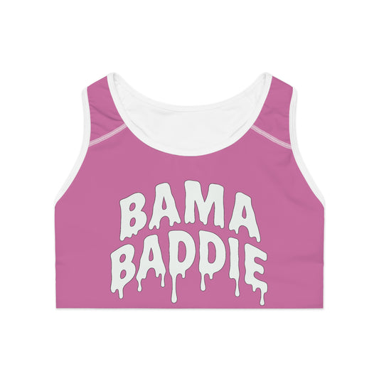 Bama Baddie Sports Bra — Pink Drip Script Activewear