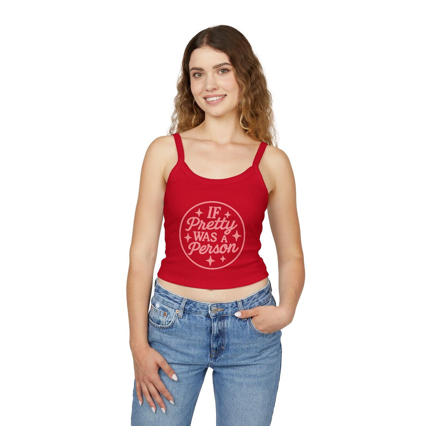 If Pretty Was a Person Crop Tank Top — Funny Feminine Graphic Summer Top