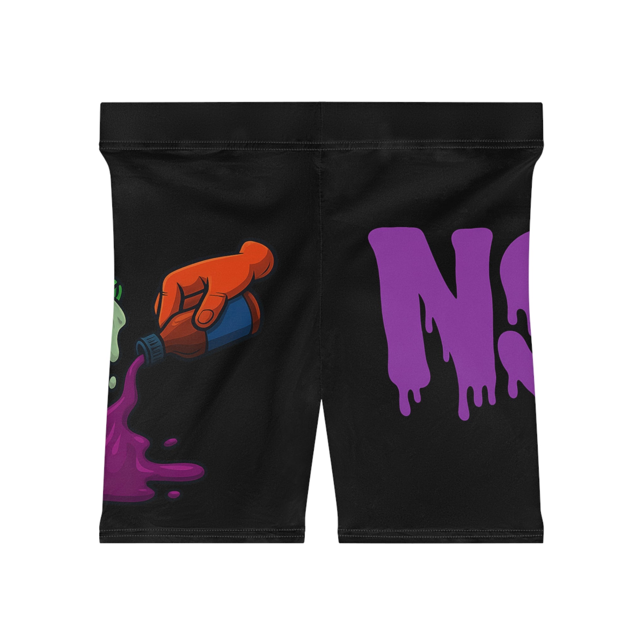 Women's Biker Shorts - Purple Drip Sprite Pour Graphic