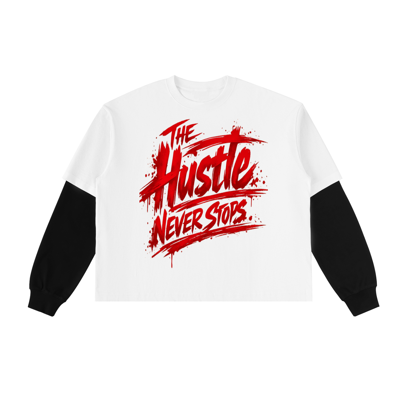 Layered Contrast Sleeve Cotton T-Shirt