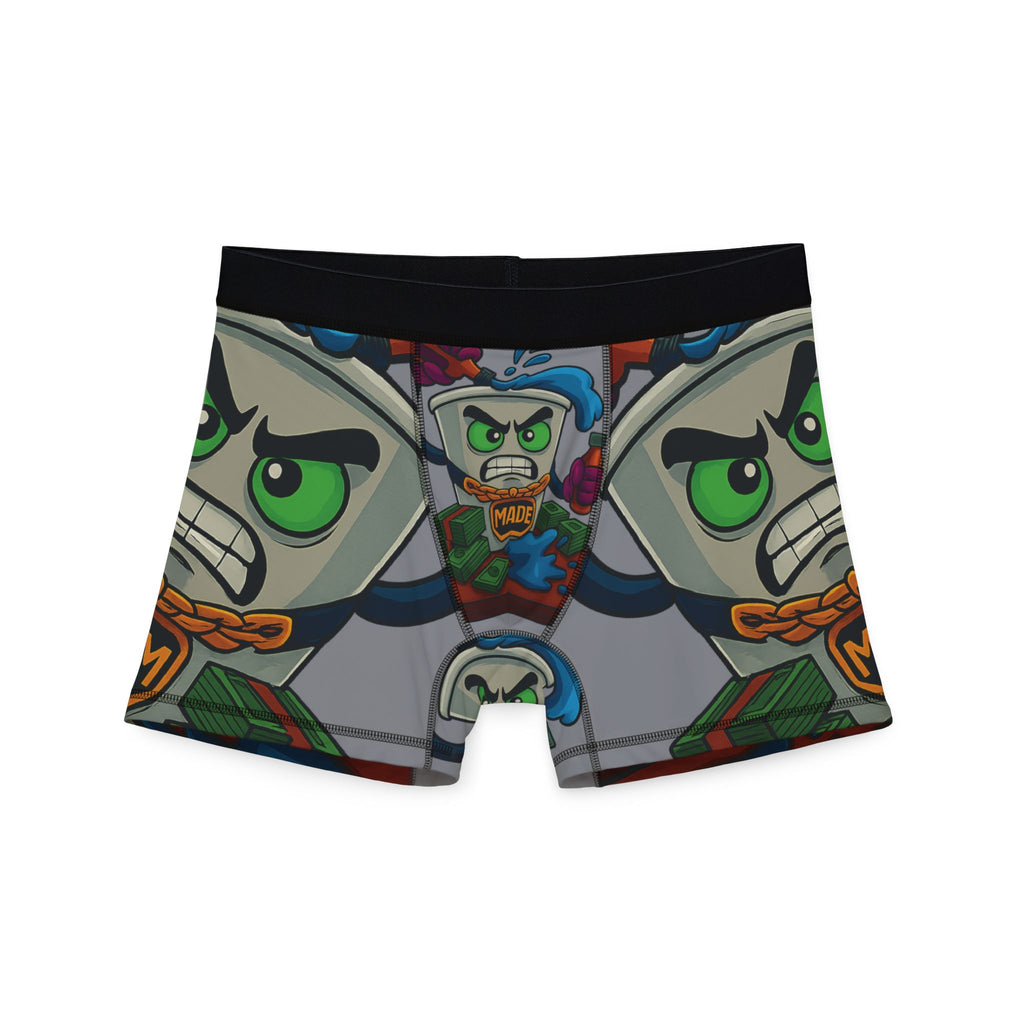 Hip-Hop Soda Character Boxer Briefs — Cartoon Money & Chain Men's Boxers