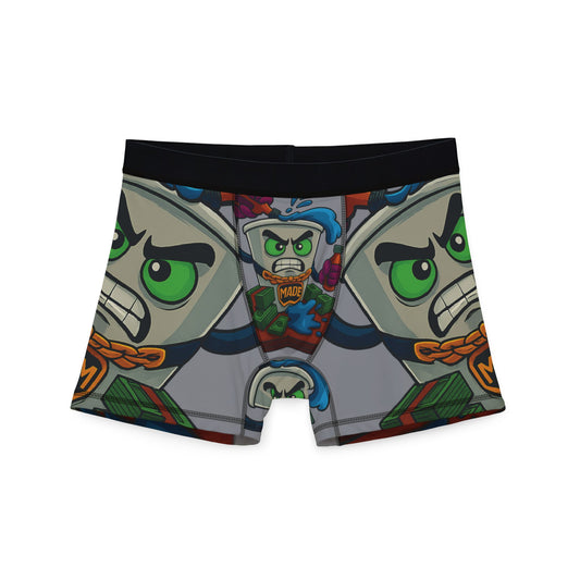 Hip-Hop Soda Character Boxer Briefs — Cartoon Money & Chain Men's Boxers
