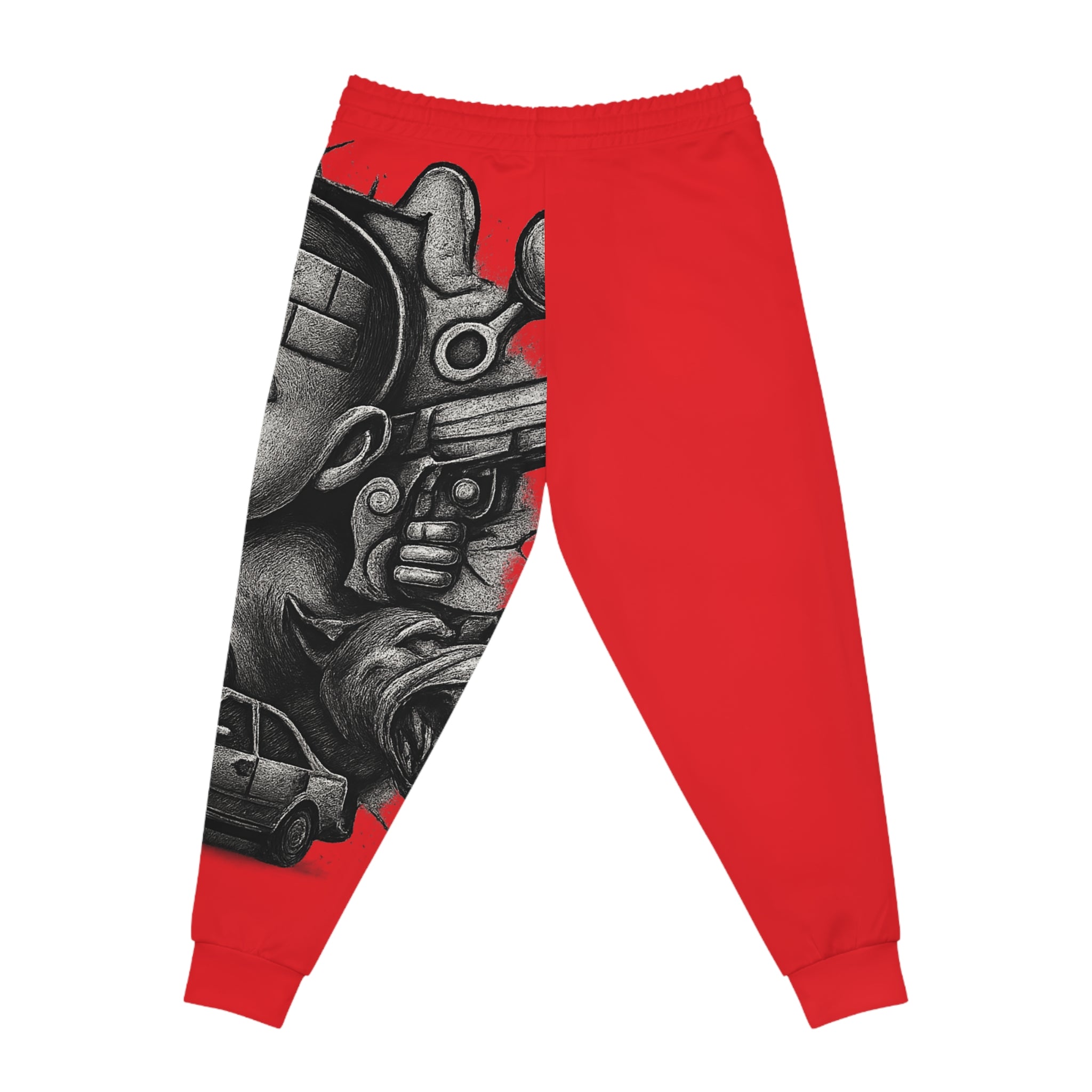 Red Urban Graffiti Joggers — Street Art Graphic Athletic Pants