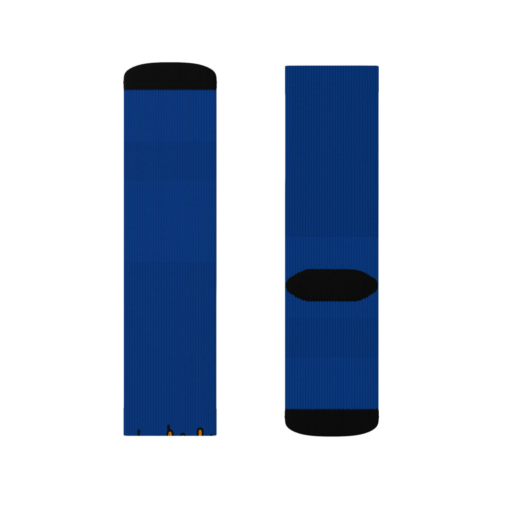Blue 'King' Drip Sublimation Socks – Novelty Crew Socks for Streetwear & Gifts