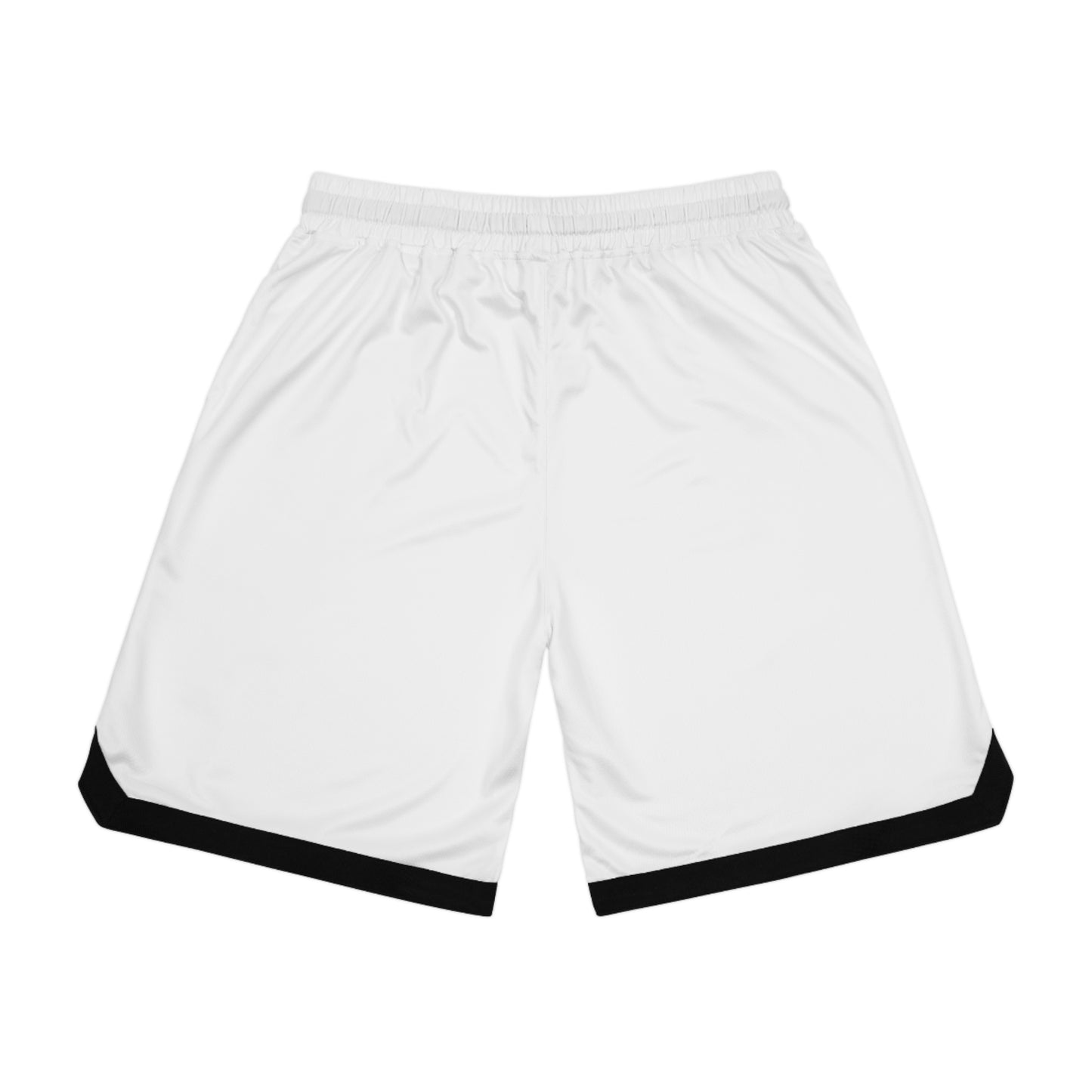 Drippy Heart Basketball Shorts — White AOP Athletic Shorts with Melted Heart & N&N Claw Design