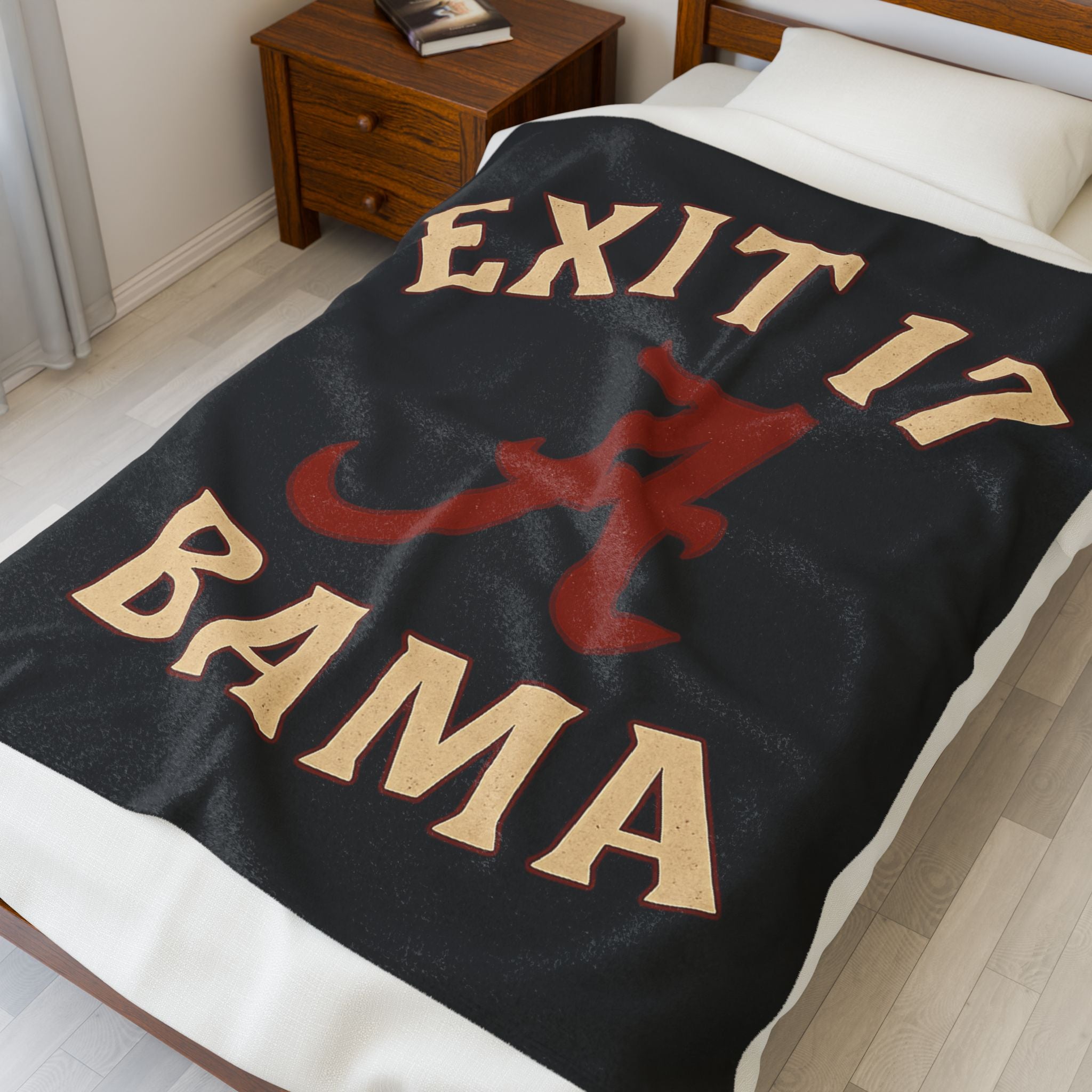 Exit 17 'Bama Velveteen Plush Blanket — Crimson A Logo Cozy Throw
