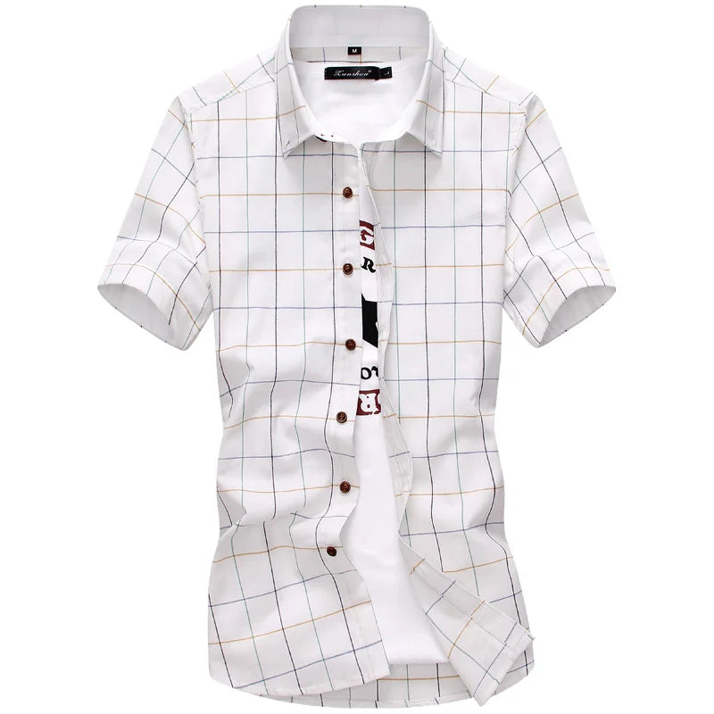 Plaid shirts Men 2026 New Fashion 100% Cotton Short Sleeved Summer Casual Men Shirt  camisa masculina Mens Dress Shirts