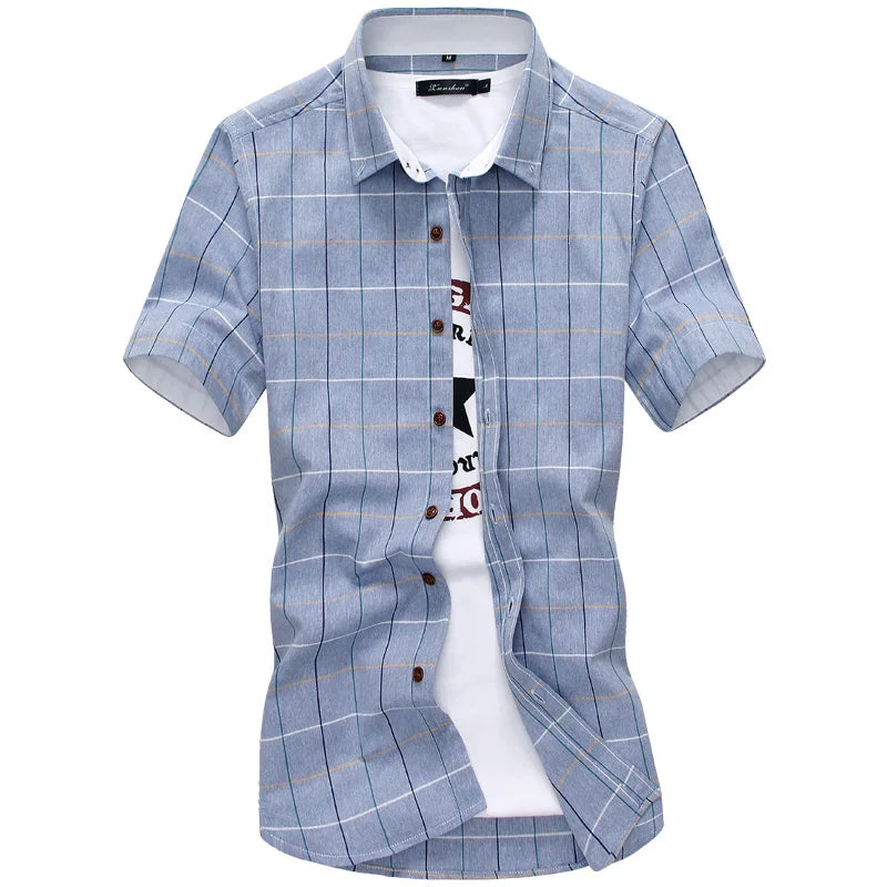 Plaid shirts Men 2026 New Fashion 100% Cotton Short Sleeved Summer Casual Men Shirt  camisa masculina Mens Dress Shirts