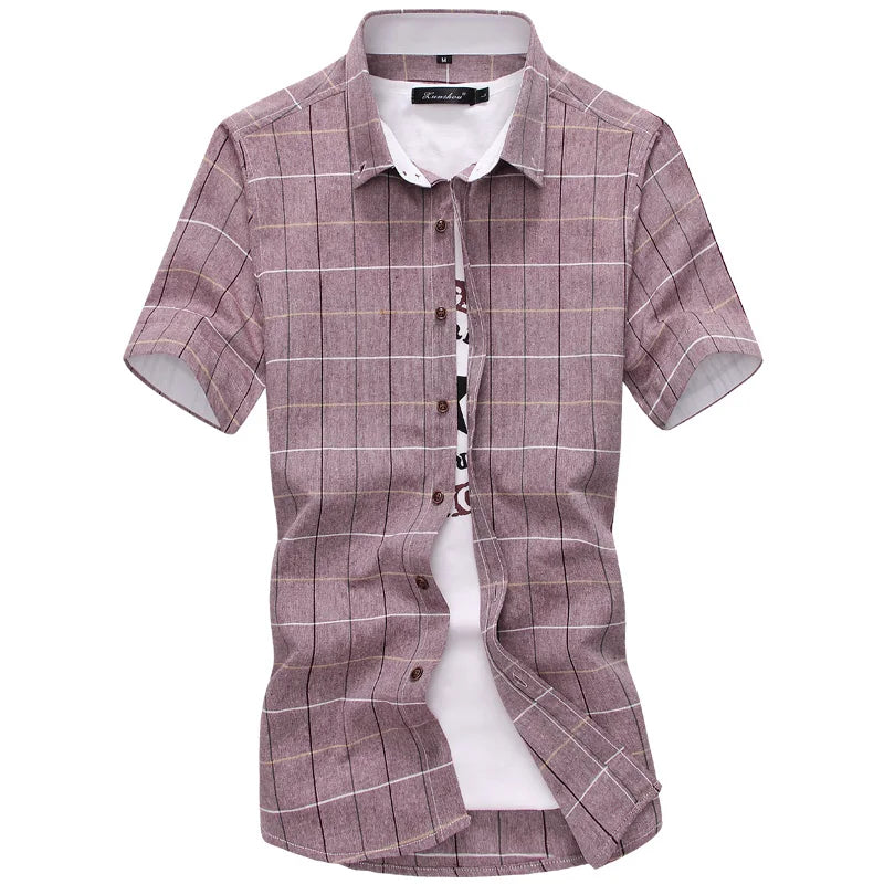 Plaid shirts Men 2026 New Fashion 100% Cotton Short Sleeved Summer Casual Men Shirt  camisa masculina Mens Dress Shirts