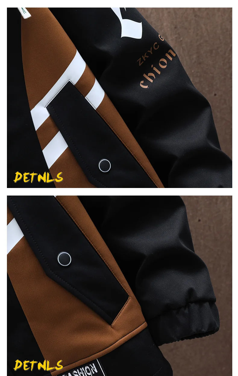 Men's Casual Hooded Jackets Autumn Patchwork Thin Coats Outwear Top Windbreaker Streetwear Clothing Plus Size