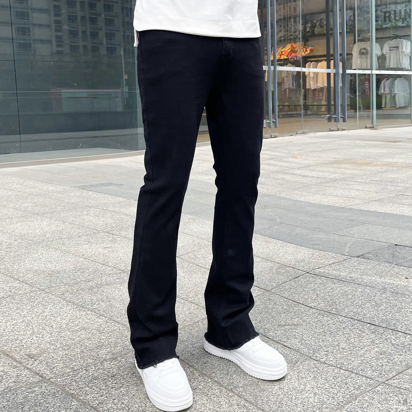 Wide Leg Cargo Pants 2023 Streetwear Baggy men Jeans Spring Autumn Men Korean Fashion Loose Straight Male Brand Clothing Black