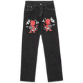 2026 Popular Flash Element White Series Simple Baggy Denim Pants Cross Pattern Niche Fashion Y2k New Straight Leg Jeans