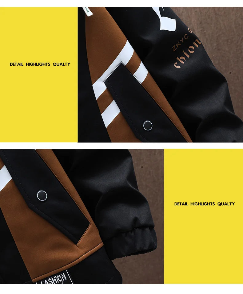 Men's Casual Hooded Jackets Autumn Patchwork Thin Coats Outwear Top Windbreaker Streetwear Clothing Plus Size