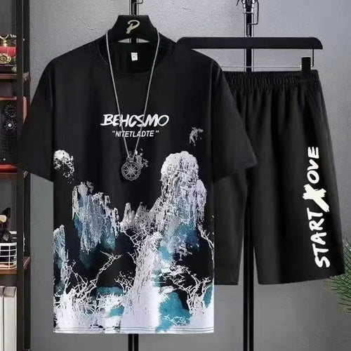 2024 Summer quick-drying Suit for Men Fashion Comfortable Short sleeved T-shirts+Shorts 2-piece Set Tracksuit gym clothing men