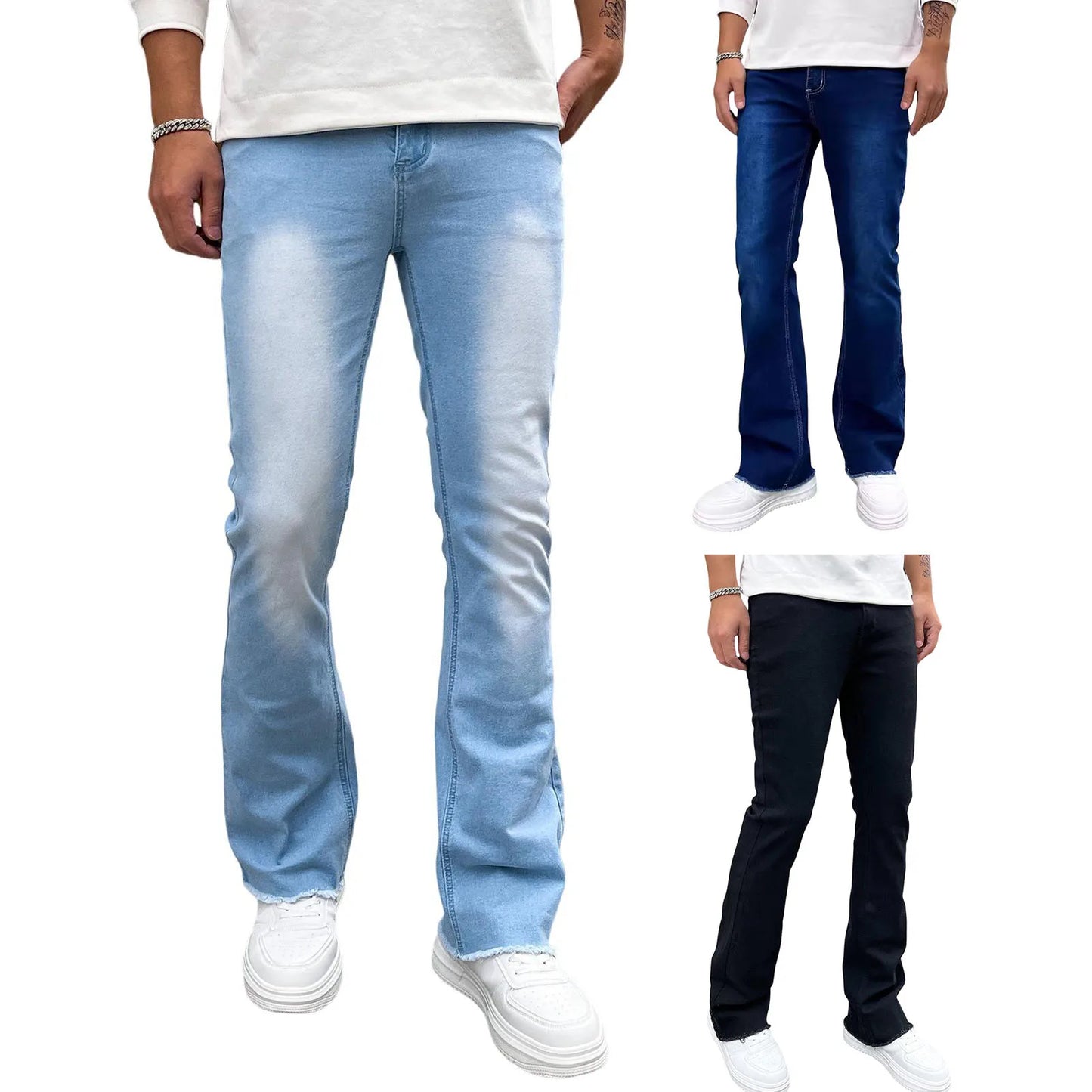 Wide Leg Cargo Pants 2023 Streetwear Baggy men Jeans Spring Autumn Men Korean Fashion Loose Straight Male Brand Clothing Black