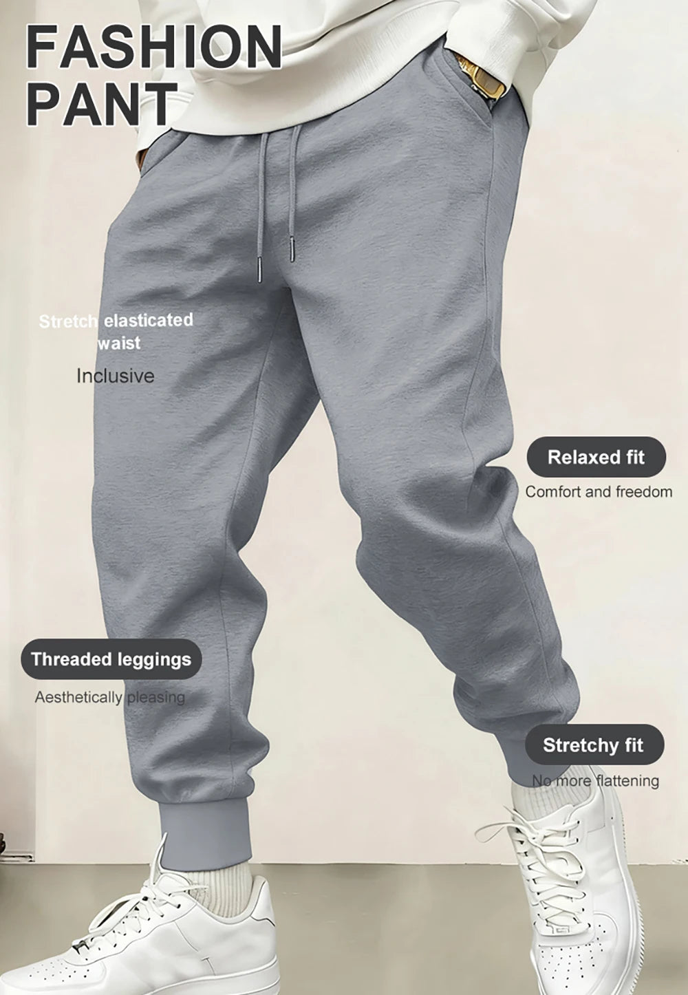 Creative Usa Est 1776 Letter Print Pocket Sweatpants Men Casual Autumn Sportpants Trendy Fleece Long Pants Comfy Warm Trousers