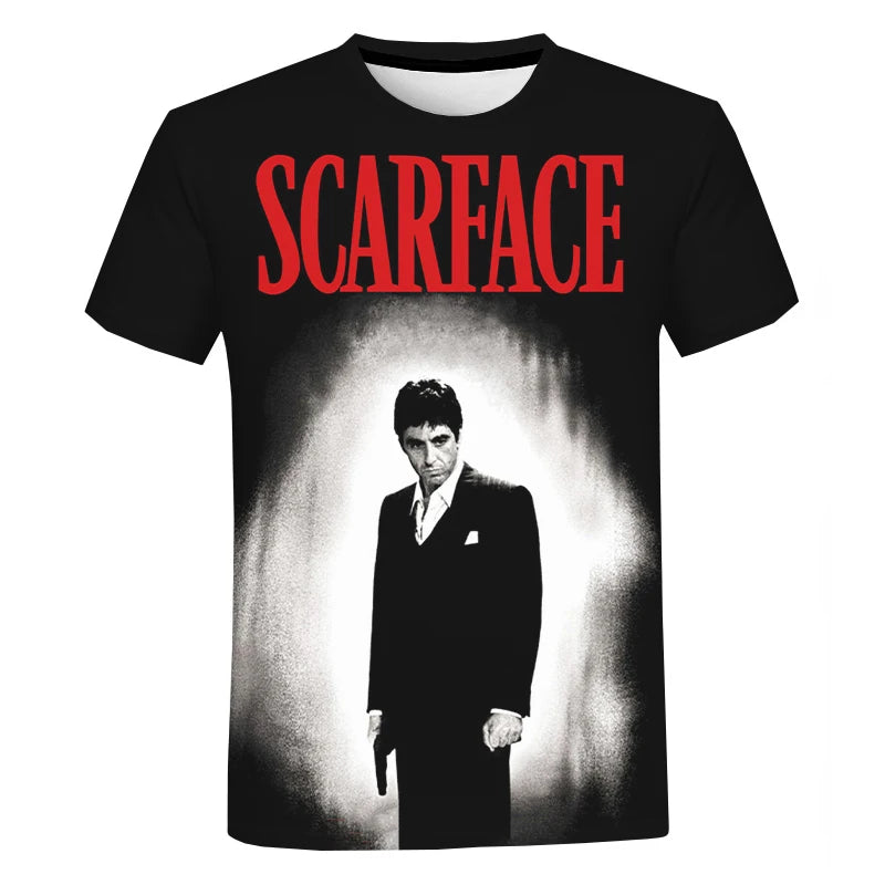 New Scarface 3D Print T-Shirt Men Women Casual Fashion Streetwear Oversized Short Sleeve O-Neck T Shirt Male Tees Tops Clothing