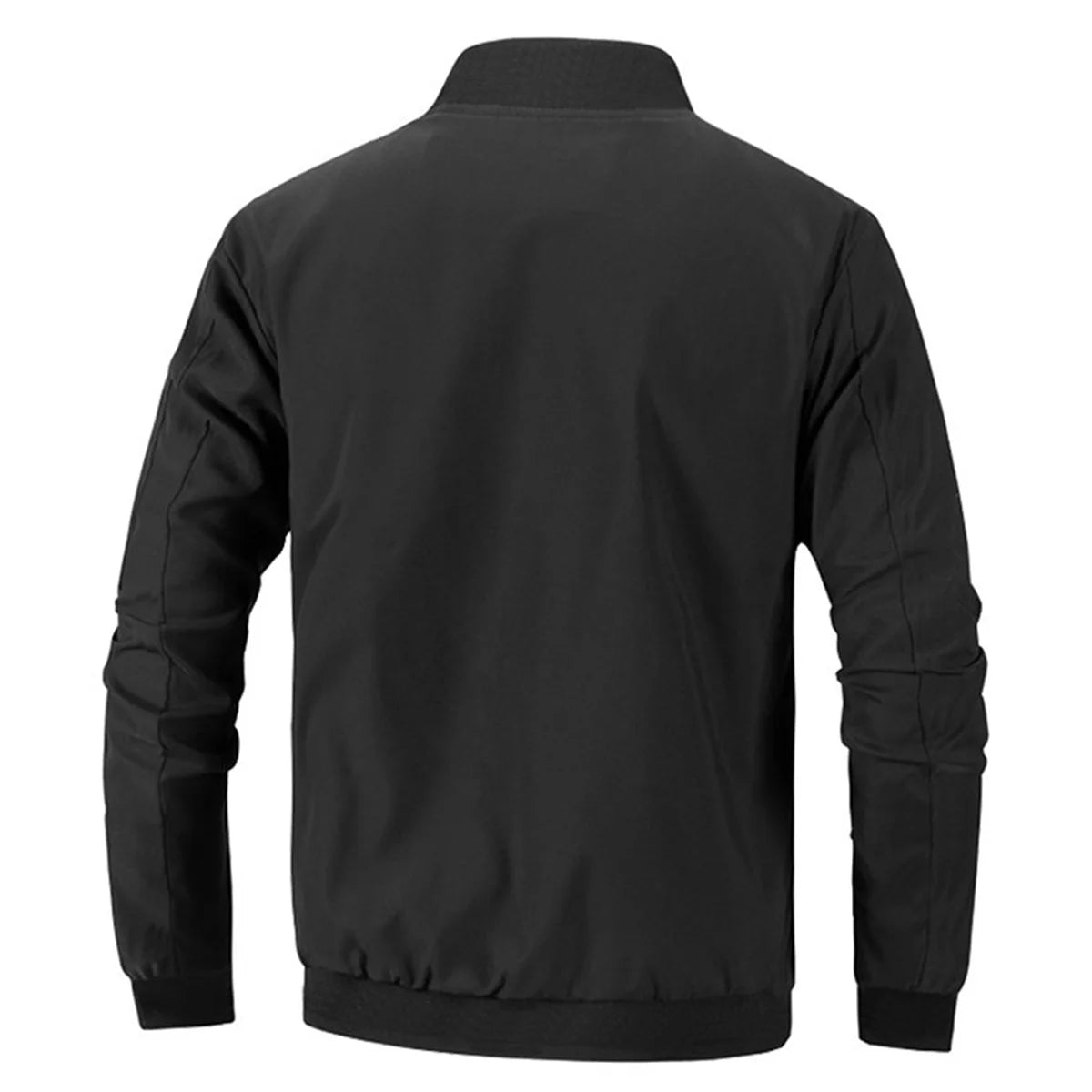 New Spring Men's Windbreaker Jacket, Solid Color with Zipper Pockets, Casual Sports Outdoor Daily Wear