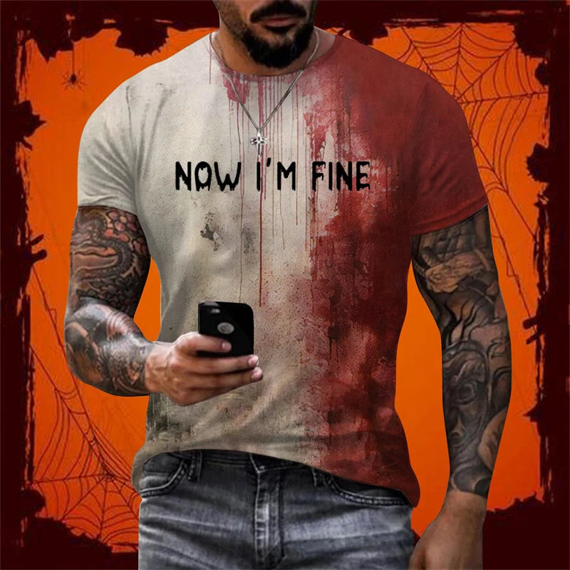 Funny Halloween Holiday Party T Shirt For Men Blood Design Graphic T Shirts Cosplay Bloody Female Tee Horror Hoody Boy Tshirt