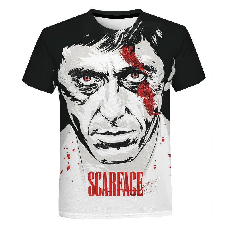 New Scarface 3D Print T-Shirt Men Women Casual Fashion Streetwear Oversized Short Sleeve O-Neck T Shirt Male Tees Tops Clothing