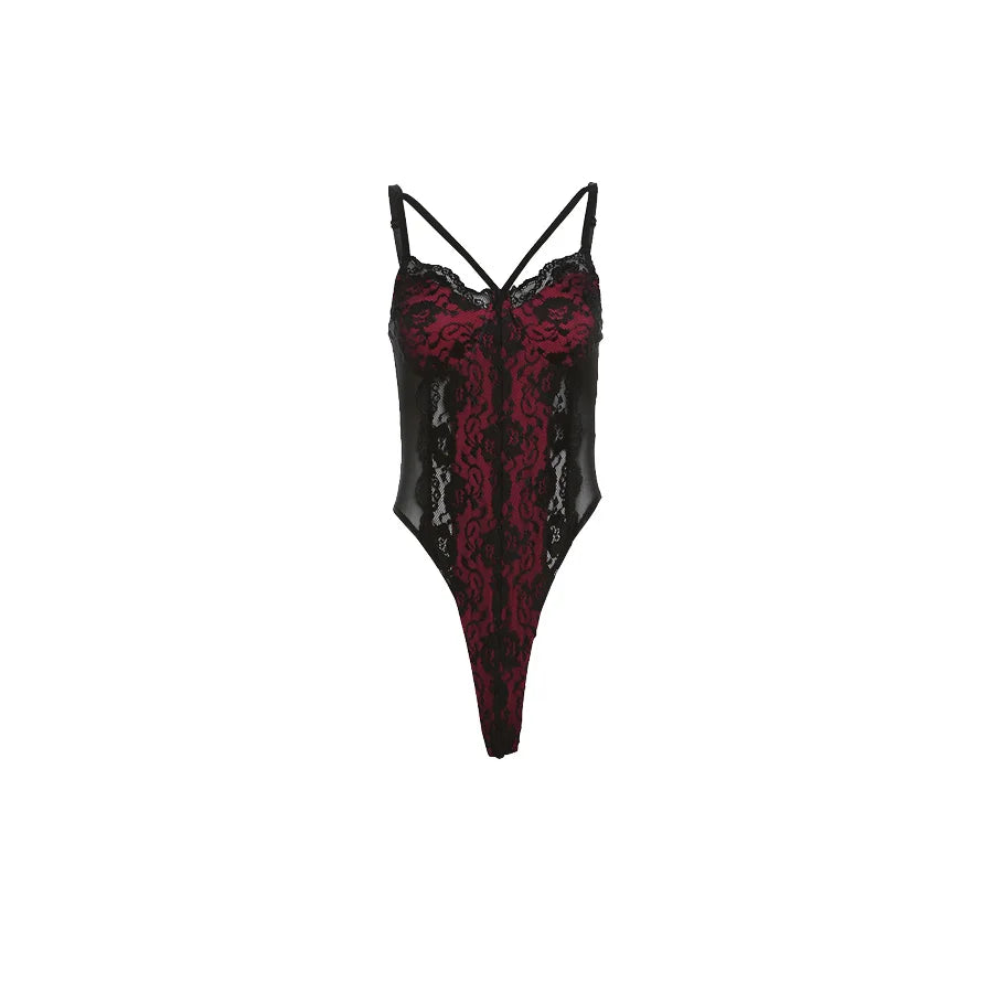 NIBBER 2024 Summer New Lace Patchwork Tight Sexy Hot Mature Beautiful High Street All-Match Cool Women's Strap Boomsuit Jumpsuit