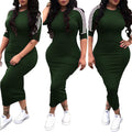 European and American women's fashion white stripe dress