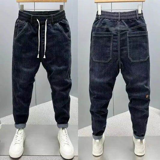 Luxury Harem Casual Jeans Spring Autumn Denim Jeans Men's Pants Fashion Korean-Style Loose Mid-Waist Streetwear Small-Leg Pants