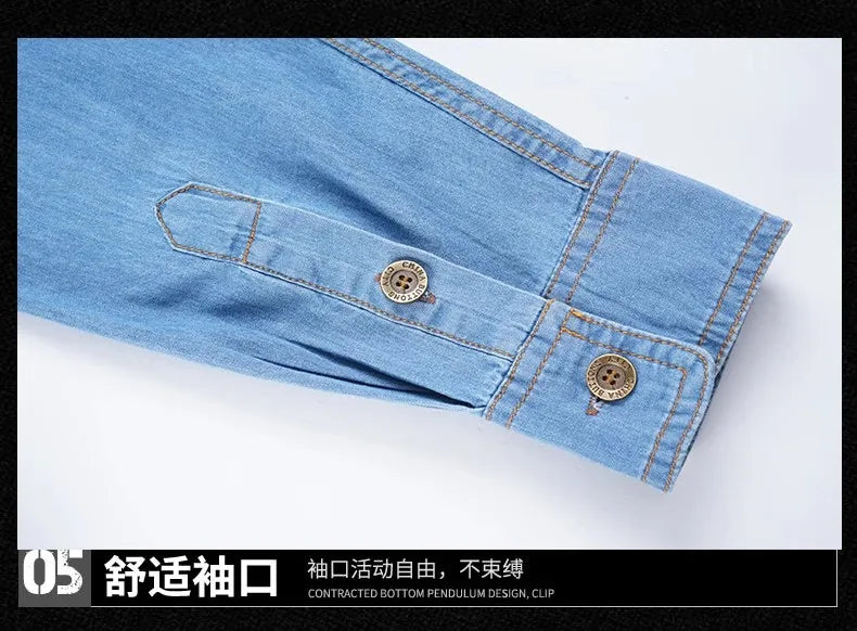 New Men's Outdoor Tooling Shirts Multi-pocket Design Men Long Sleeve Denim Shirt High Quality 100%Cotton Casual Shirt Coats Male