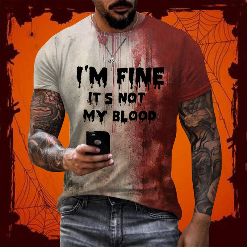 Funny Halloween Holiday Party T Shirt For Men Blood Design Graphic T Shirts Cosplay Bloody Female Tee Horror Hoody Boy Tshirt
