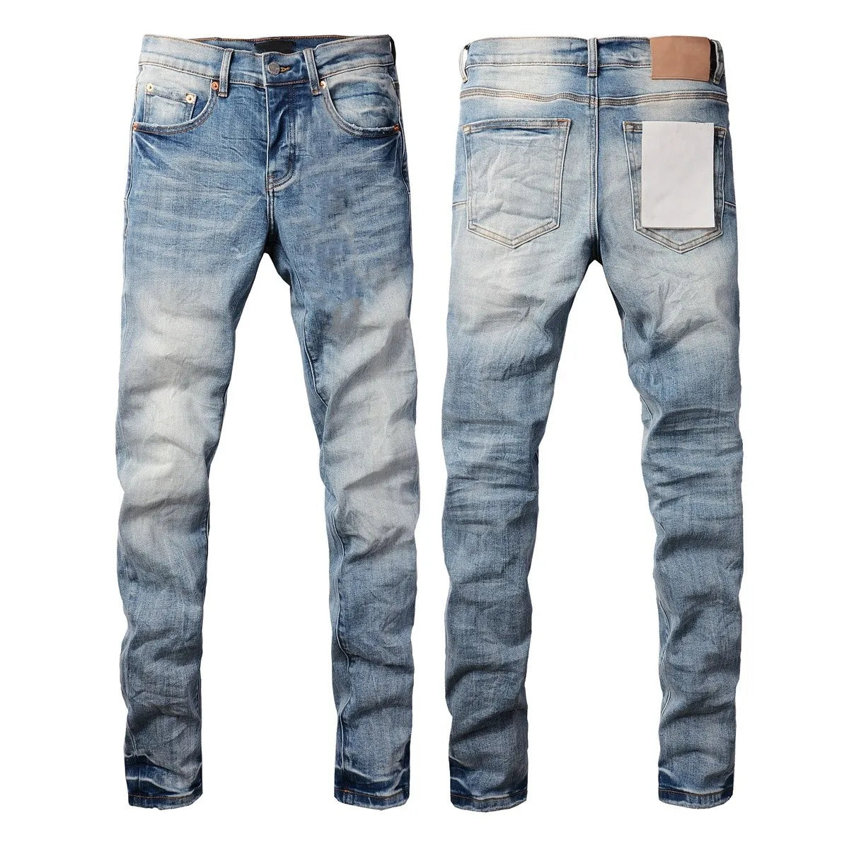New Fashion Jeans Men High Street Black Splashing ink graffiti Distressed Hole Stretch Skinny Button Fly Ripped Jeans Brand