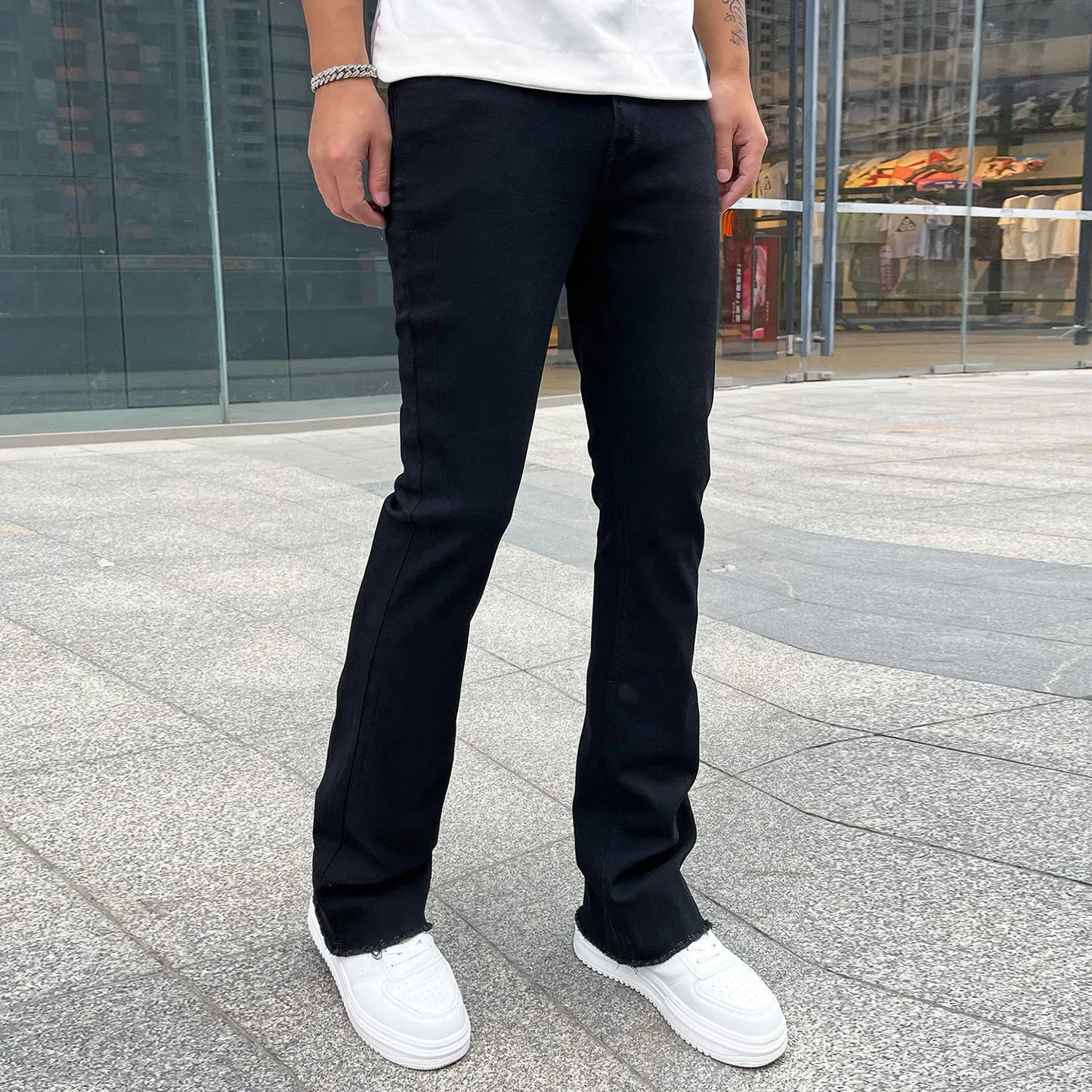 Wide Leg Cargo Pants 2023 Streetwear Baggy men Jeans Spring Autumn Men Korean Fashion Loose Straight Male Brand Clothing Black