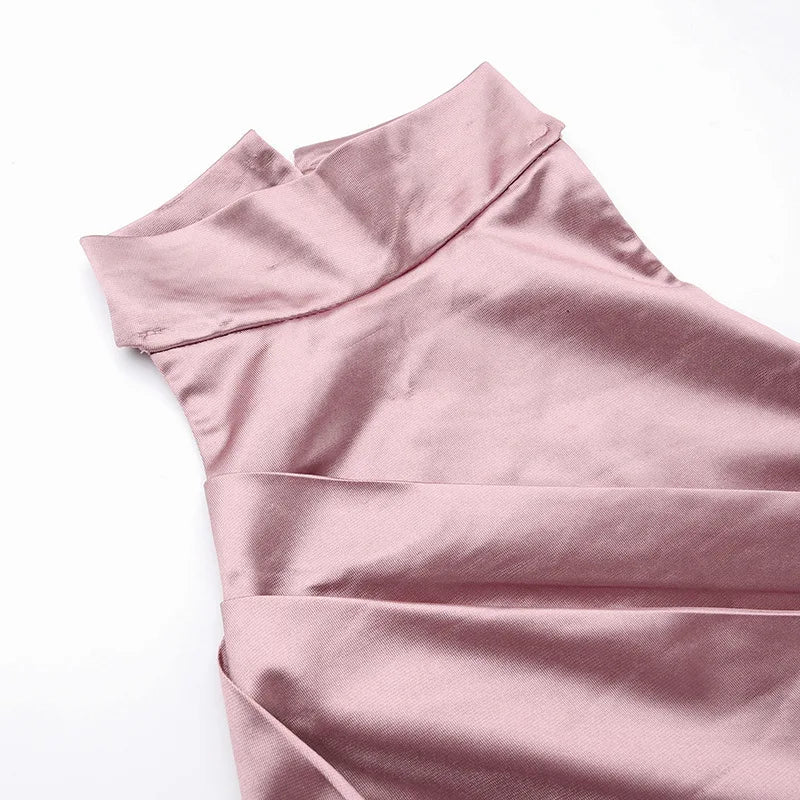 Women Dress Elegant Long Dresses Party Night Dress Women Dresses Woman Female Stand Collar Hanging Neck Sexy Slim Fit Slit