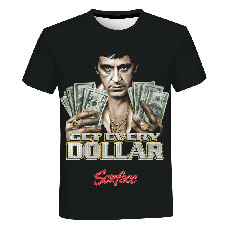 New Scarface 3D Print T-Shirt Men Women Casual Fashion Streetwear Oversized Short Sleeve O-Neck T Shirt Male Tees Tops Clothing
