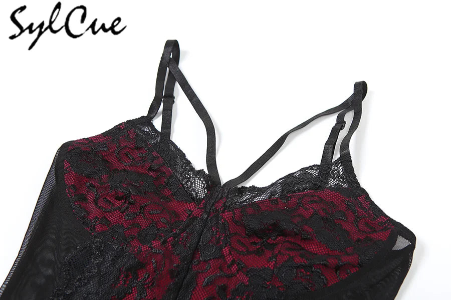 NIBBER 2024 Summer New Lace Patchwork Tight Sexy Hot Mature Beautiful High Street All-Match Cool Women's Strap Boomsuit Jumpsuit