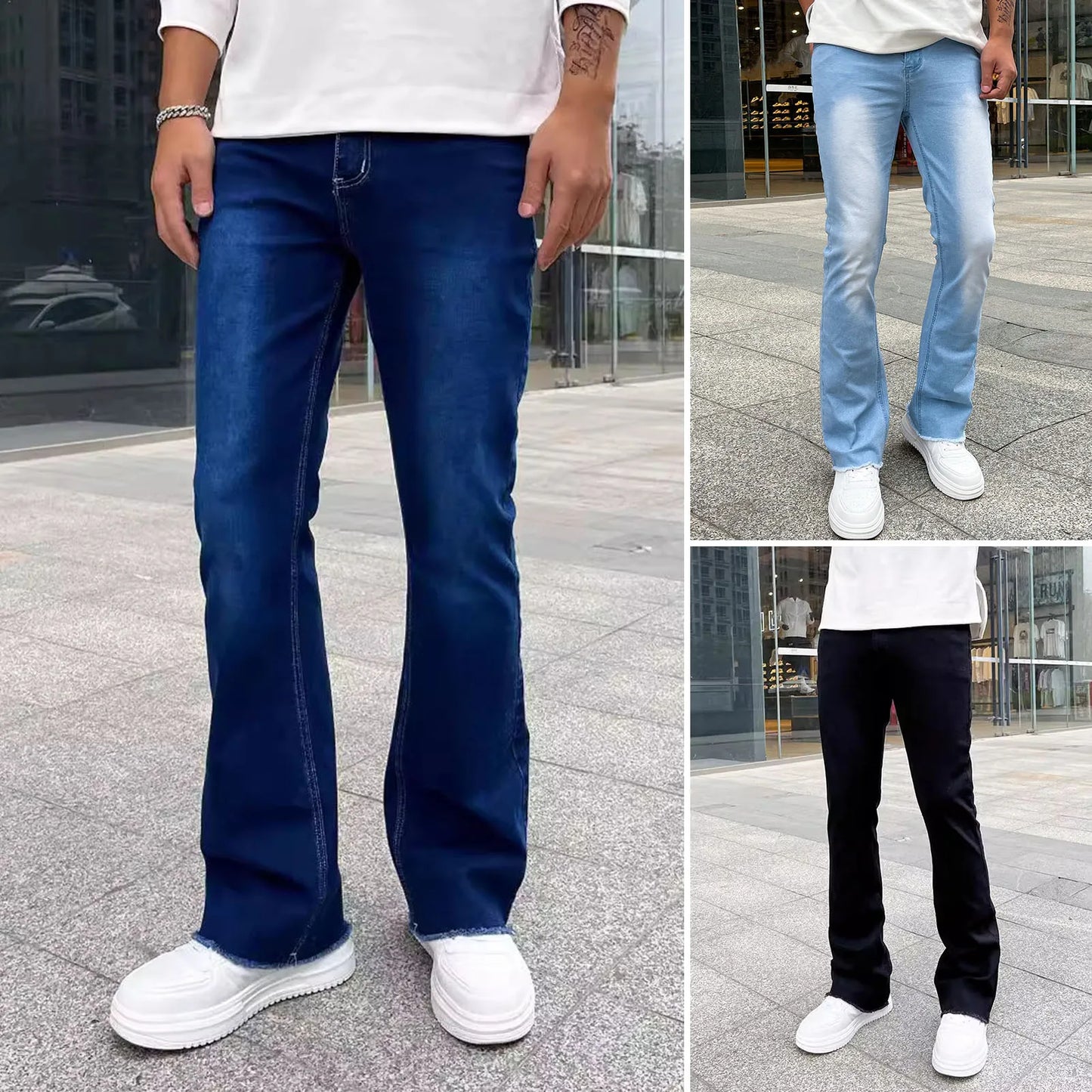 Wide Leg Cargo Pants 2023 Streetwear Baggy men Jeans Spring Autumn Men Korean Fashion Loose Straight Male Brand Clothing Black