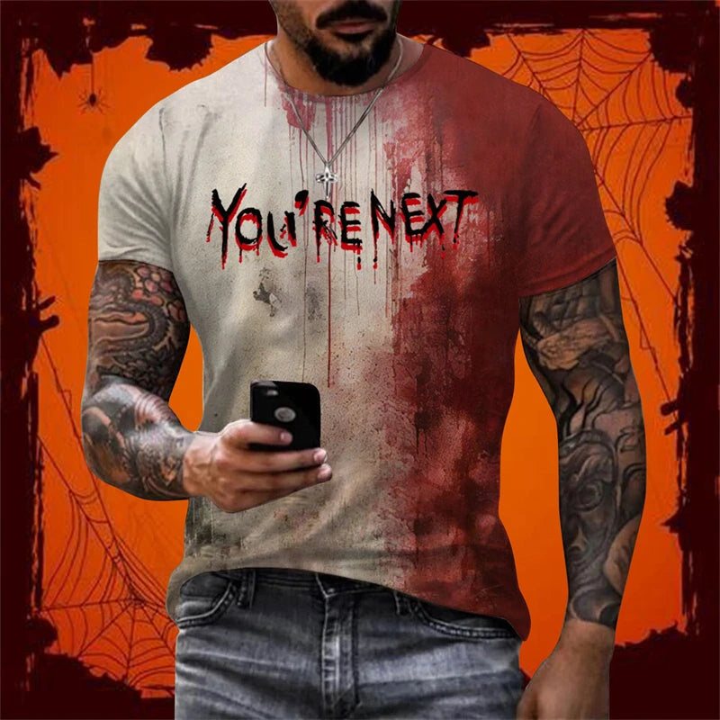 Funny Halloween Holiday Party T Shirt For Men Blood Design Graphic T Shirts Cosplay Bloody Female Tee Horror Hoody Boy Tshirt