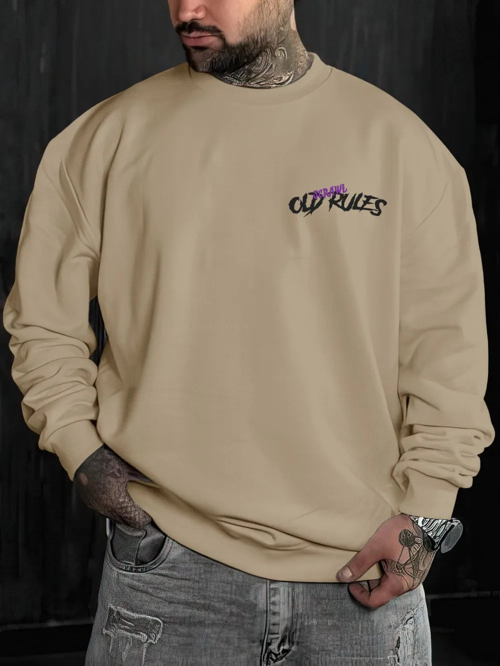 New Men's Autumn Personalized Evil Bear Letter Printed Comfortable Soft Long Sleeve T-shirt Outdoor Street Style Top