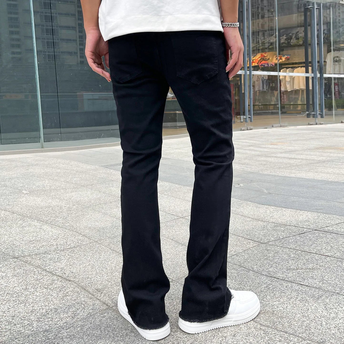 Wide Leg Cargo Pants 2023 Streetwear Baggy men Jeans Spring Autumn Men Korean Fashion Loose Straight Male Brand Clothing Black