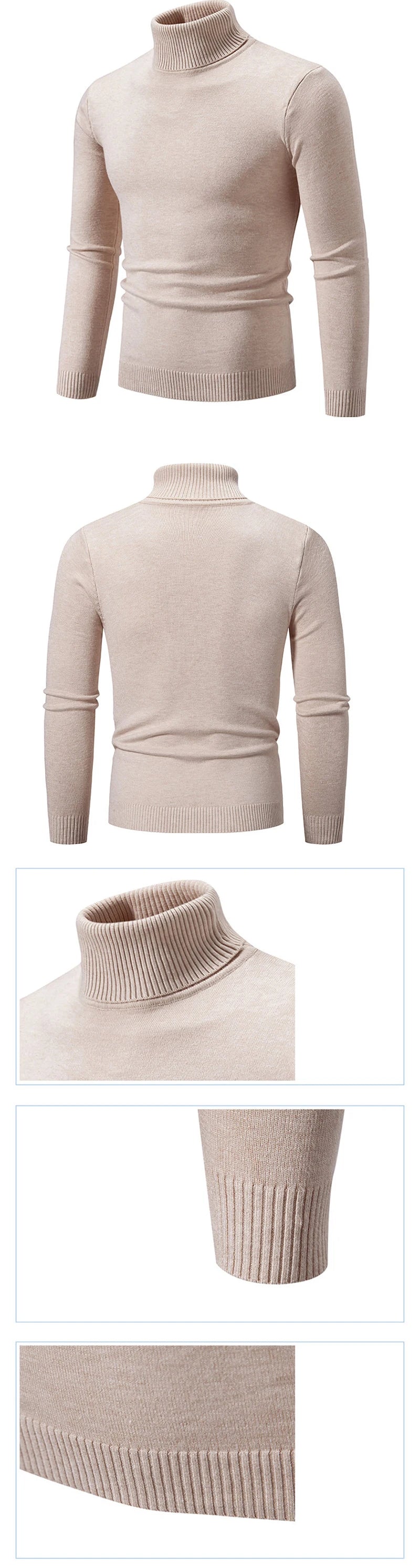 Animal Game Men's Cold Blouse Turtleneck Sweater Luxury Woolen Knitwear Casual Pullover Long Outerwear Solid Warm Streetwear