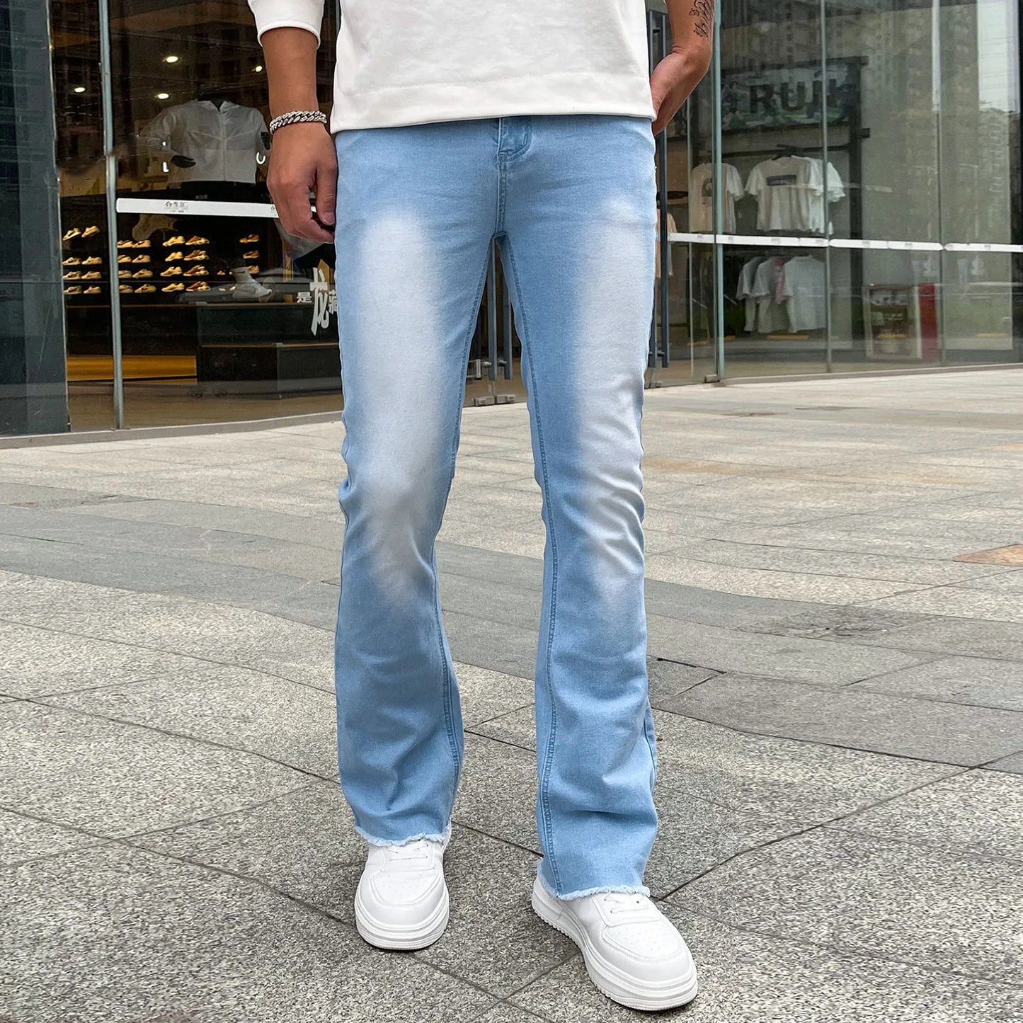 Wide Leg Cargo Pants 2023 Streetwear Baggy men Jeans Spring Autumn Men Korean Fashion Loose Straight Male Brand Clothing Black