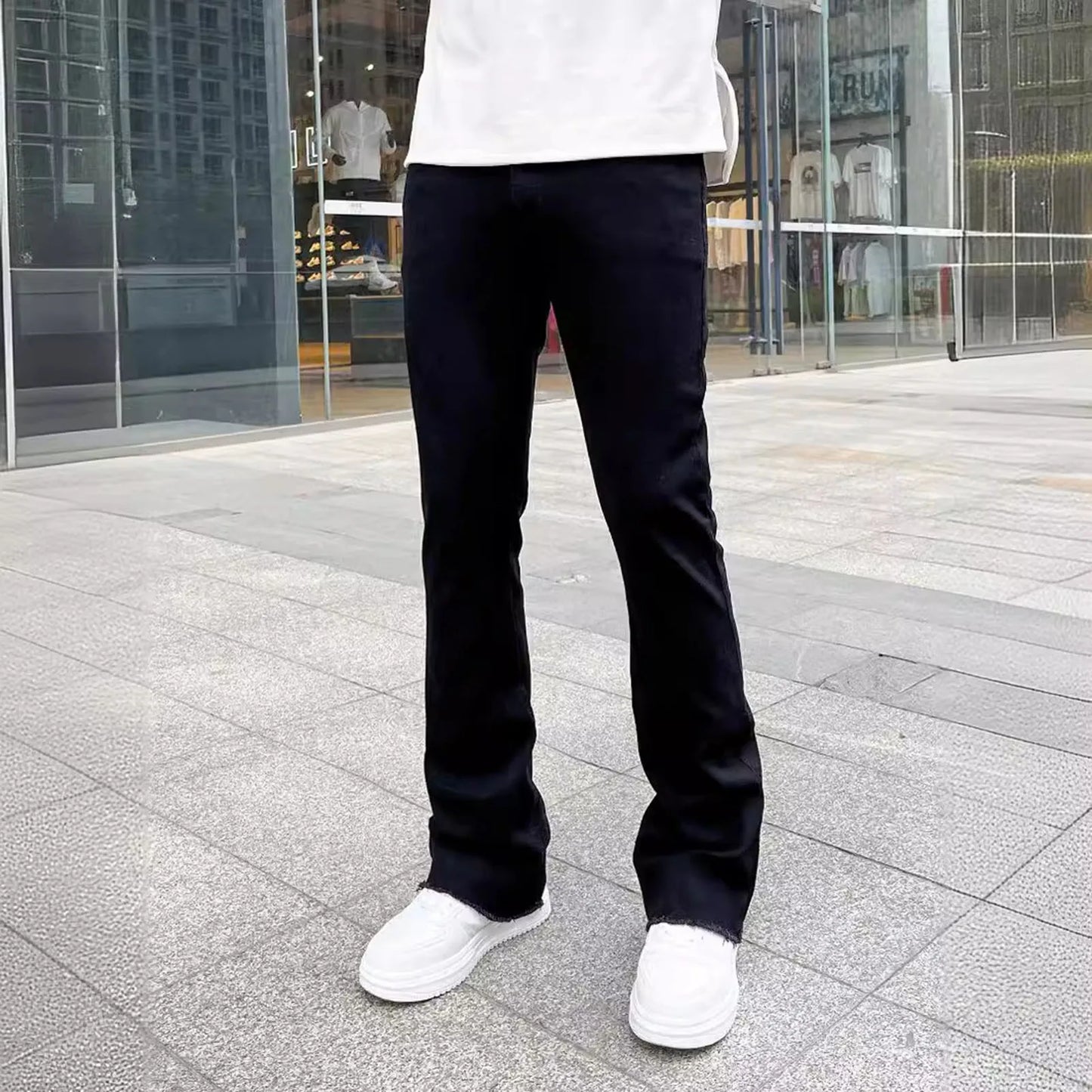 Wide Leg Cargo Pants 2023 Streetwear Baggy men Jeans Spring Autumn Men Korean Fashion Loose Straight Male Brand Clothing Black