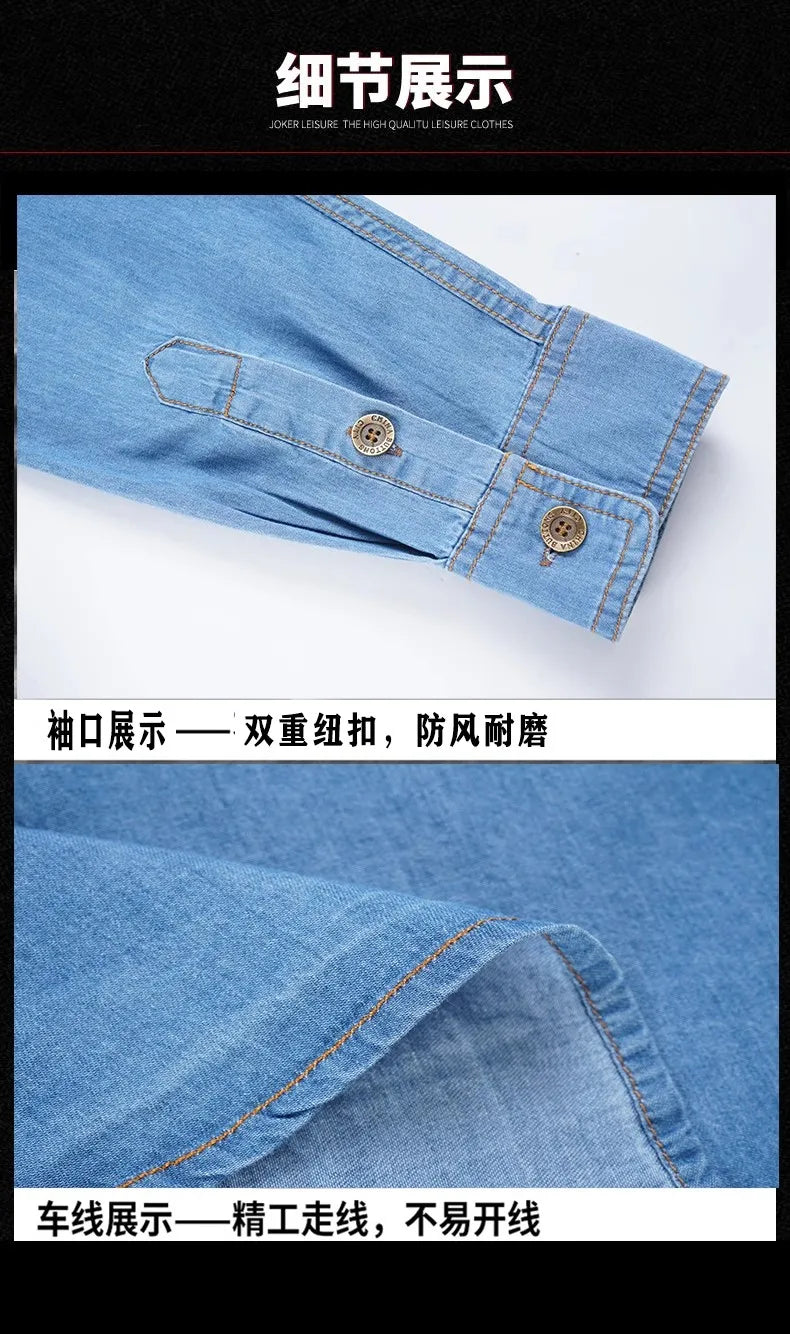 New Men's Outdoor Tooling Shirts Multi-pocket Design Men Long Sleeve Denim Shirt High Quality 100%Cotton Casual Shirt Coats Male