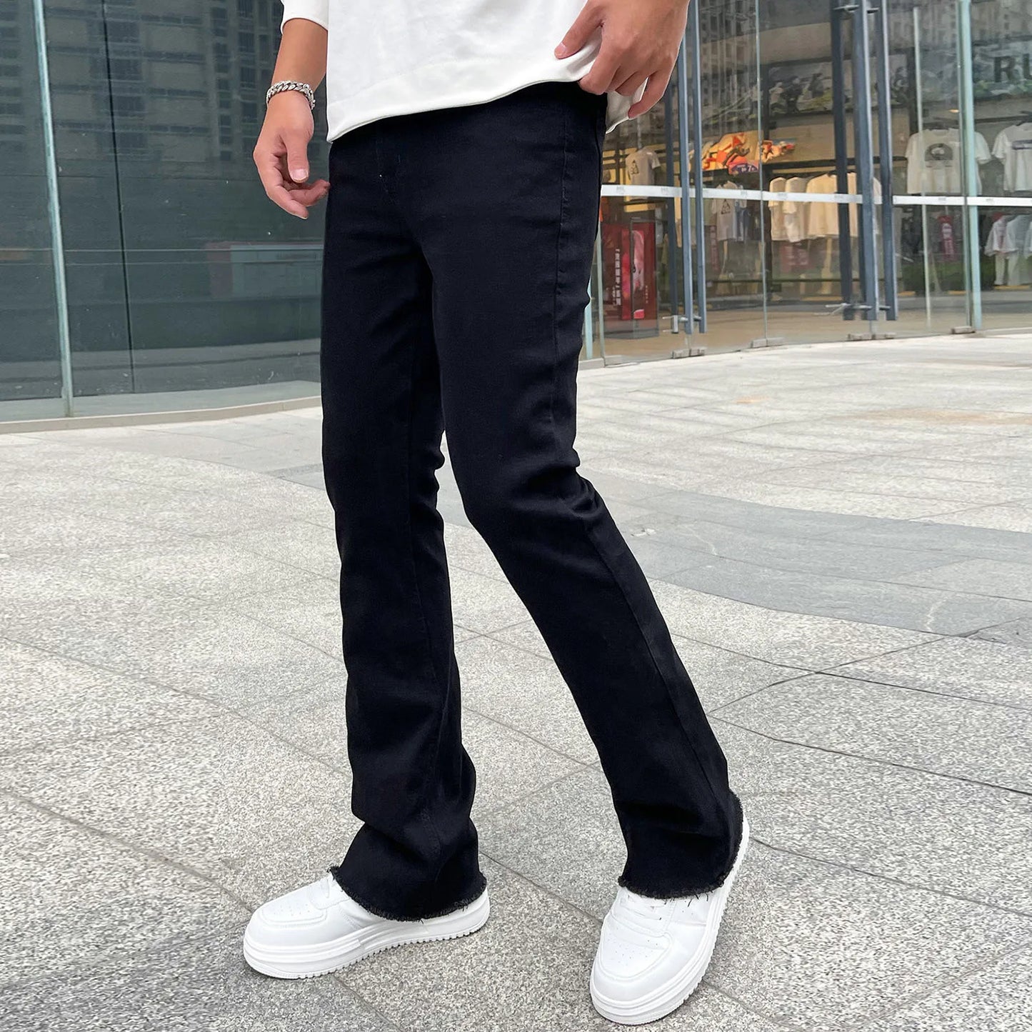 Wide Leg Cargo Pants 2023 Streetwear Baggy men Jeans Spring Autumn Men Korean Fashion Loose Straight Male Brand Clothing Black