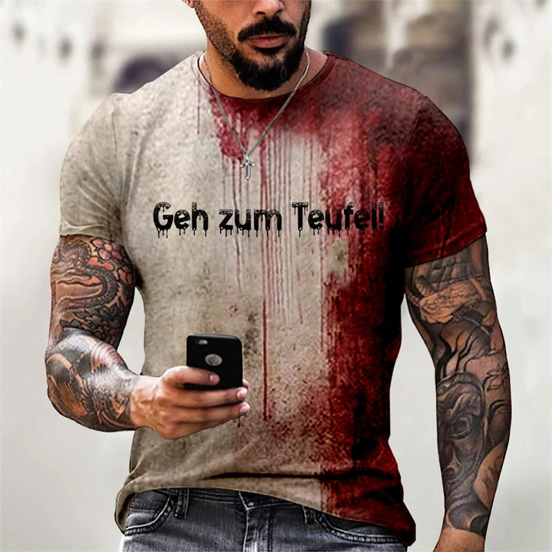 Funny Halloween Holiday Party T Shirt For Men Blood Design Graphic T Shirts Cosplay Bloody Female Tee Horror Hoody Boy Tshirt