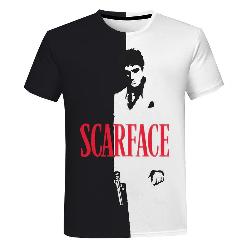 New Scarface 3D Print T-Shirt Men Women Casual Fashion Streetwear Oversized Short Sleeve O-Neck T Shirt Male Tees Tops Clothing