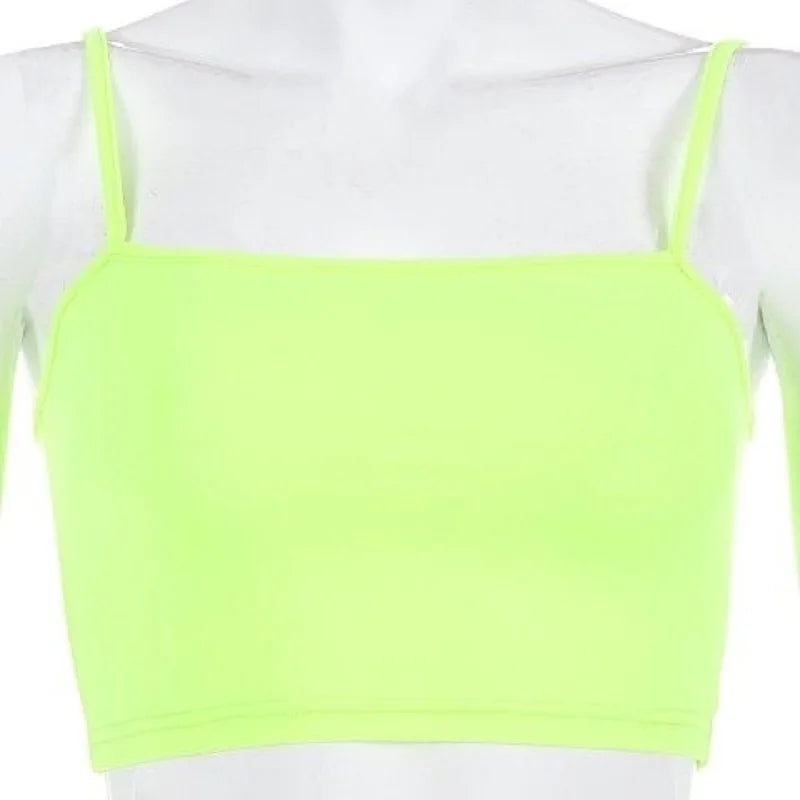 LOTDOOTN Women Sexy Backless Fashion Vest Green Fluorescent Camisole Women Nylon Tops Women Athletic Spandex Tops Women Camis