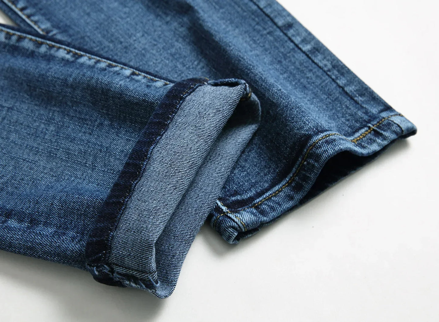 New Men's Patchwork Vintage Biker Jeans Hip Hop Slim Straight Elastic Cycling Denim Pants Male Fashion Streetwear Trouser